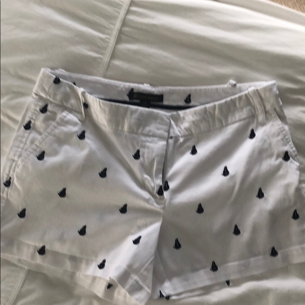 British Khaki White Shorts Navy Blue Sail Boats